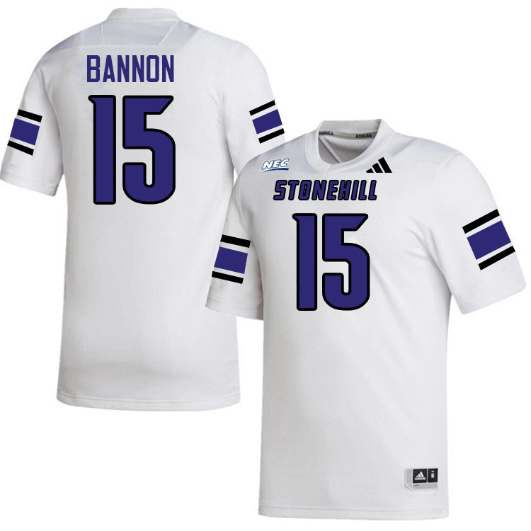 Stonehill Skyhawks #15 Tyler Bannon College Football Jerseys,Uniforms Stitched-White